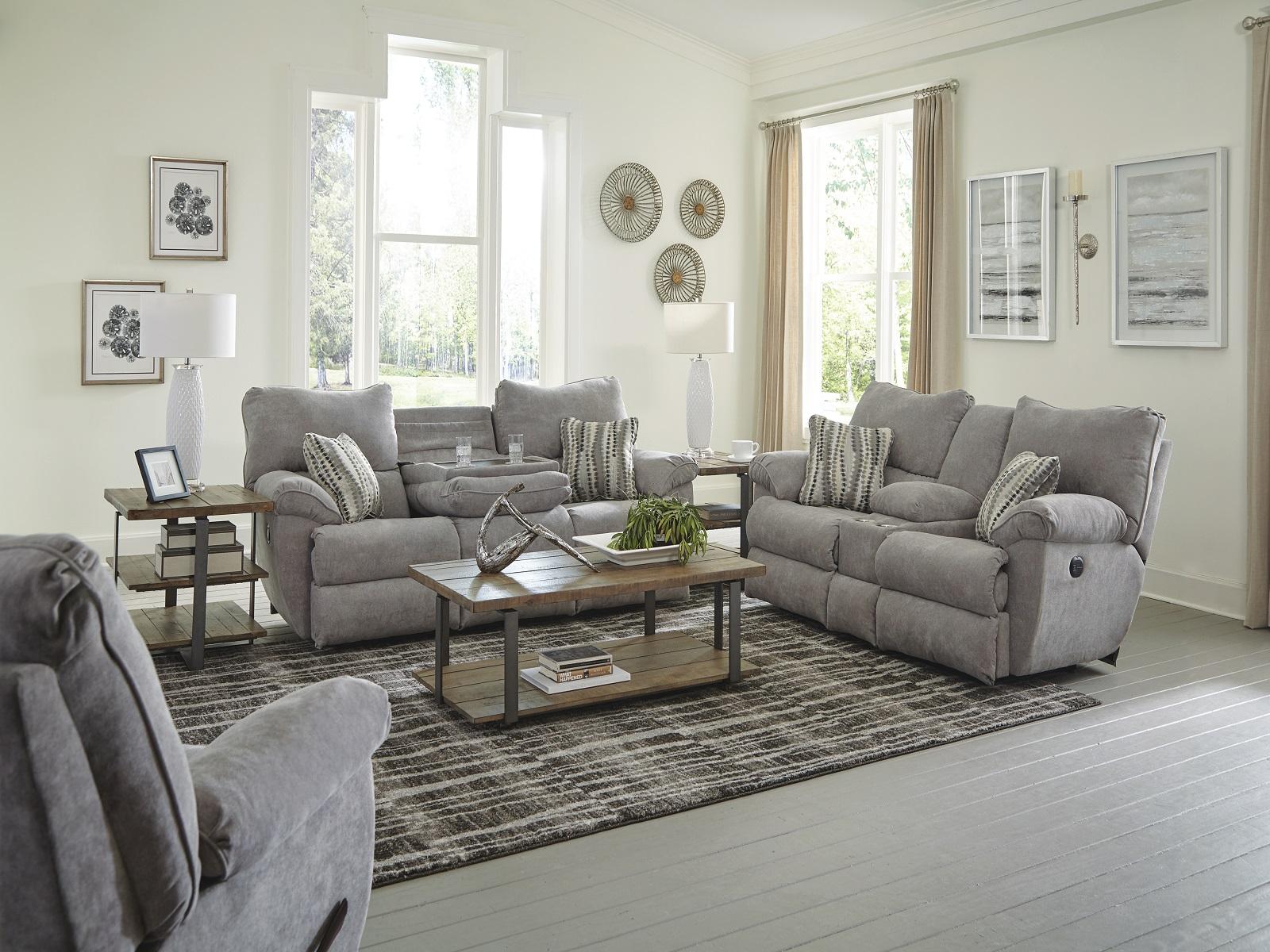 Catnapper Furniture Sadler Lay Flat Reclining Sofa with DDT in Mica - Furniture & Design Outlet (Kalamazoo,MI)