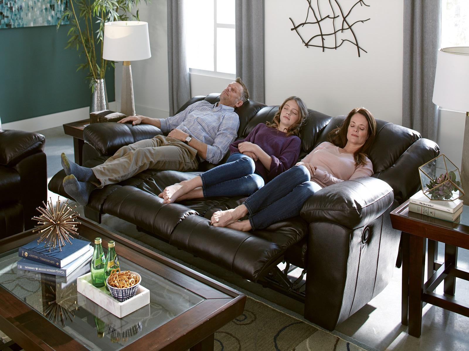 Catnapper Furniture Transformer II Ultimate Sofa with 3 Recliners and Drop Down Table in Chocolate - Furniture & Design Outlet (Kalamazoo,MI)