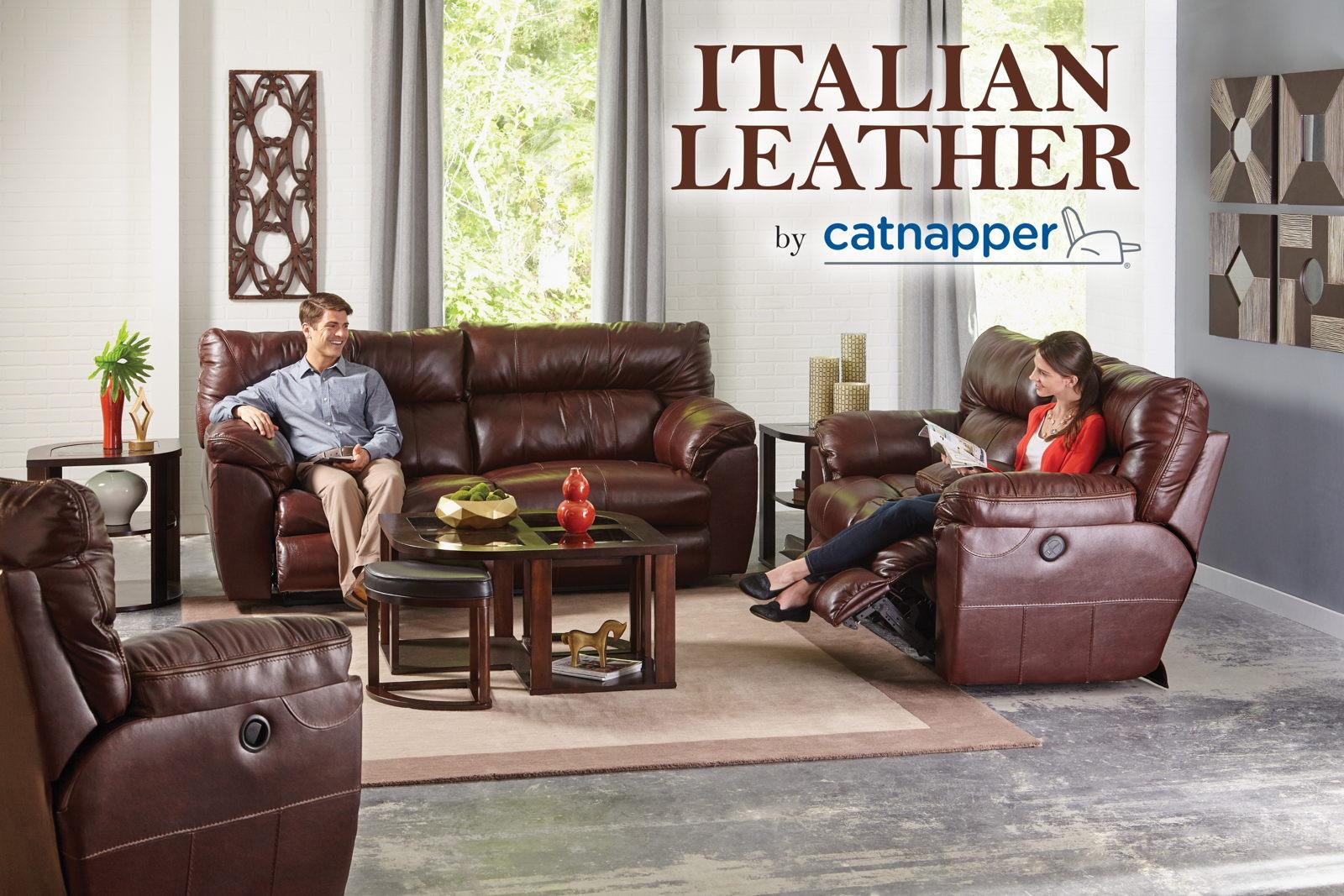 Catnapper Milan Lay Flat Reclining Console Loveseat in Walnut 4349 - Furniture & Design Outlet (Kalamazoo,MI)