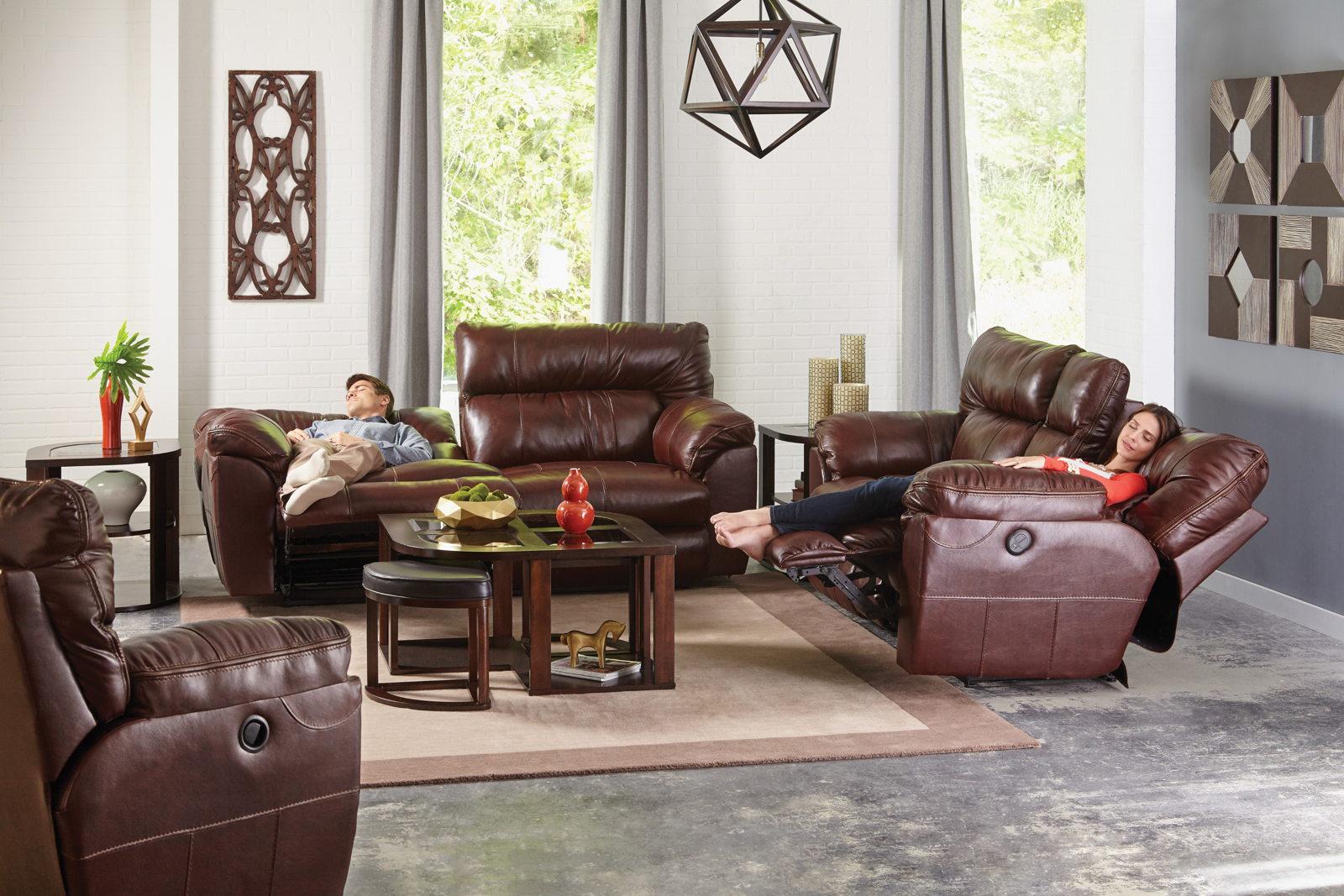 Catnapper Milan Lay Flat Reclining Sofa in Walnut 4341 - Furniture & Design Outlet (Kalamazoo,MI)