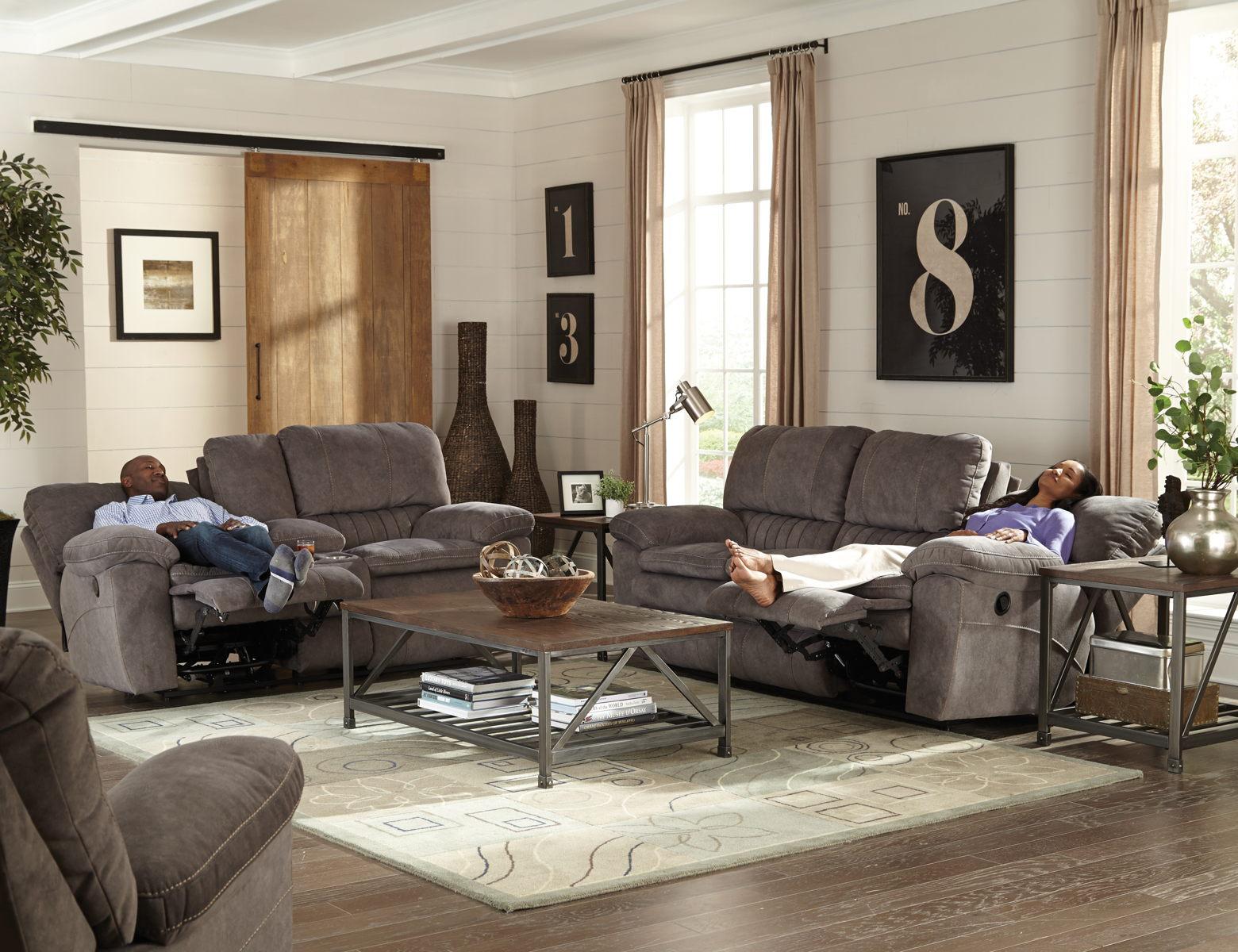 Catnapper Reyes Lay Flat Reclining Sofa in Graphite 2401 - Furniture & Design Outlet (Kalamazoo,MI)