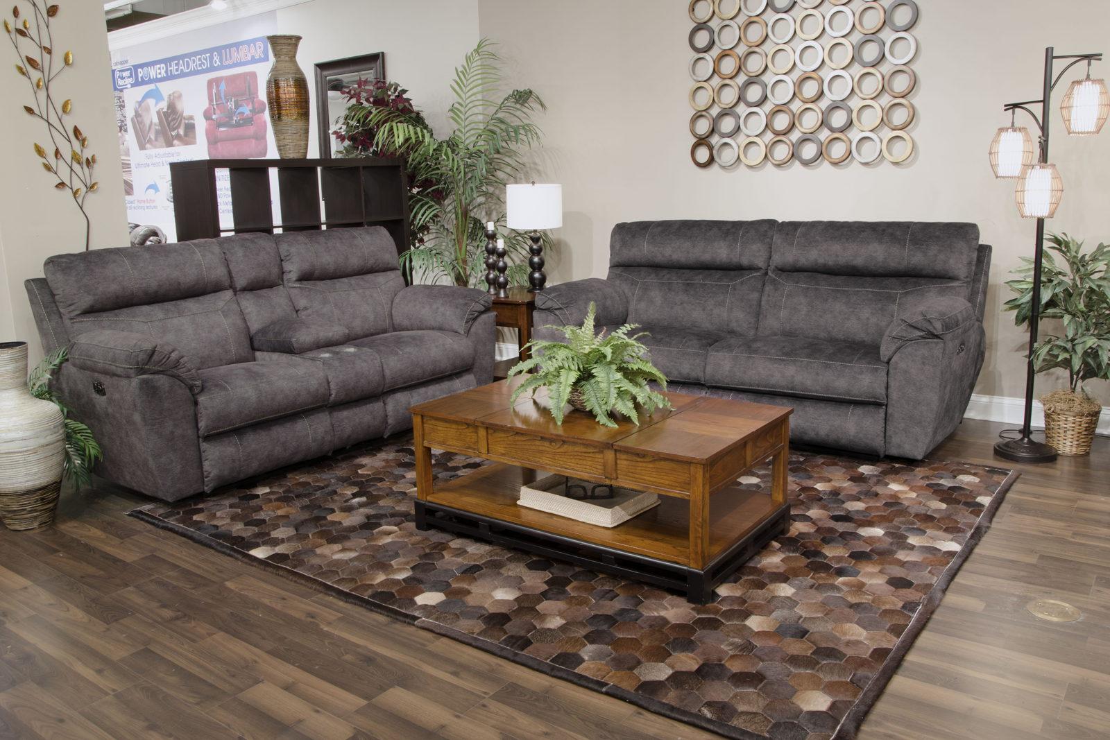 Catnapper Sedona Power Headrest w/Lumbar Lay Flat Reclining Sofa in Smoke 762221 - Furniture & Design Outlet (Kalamazoo,MI)