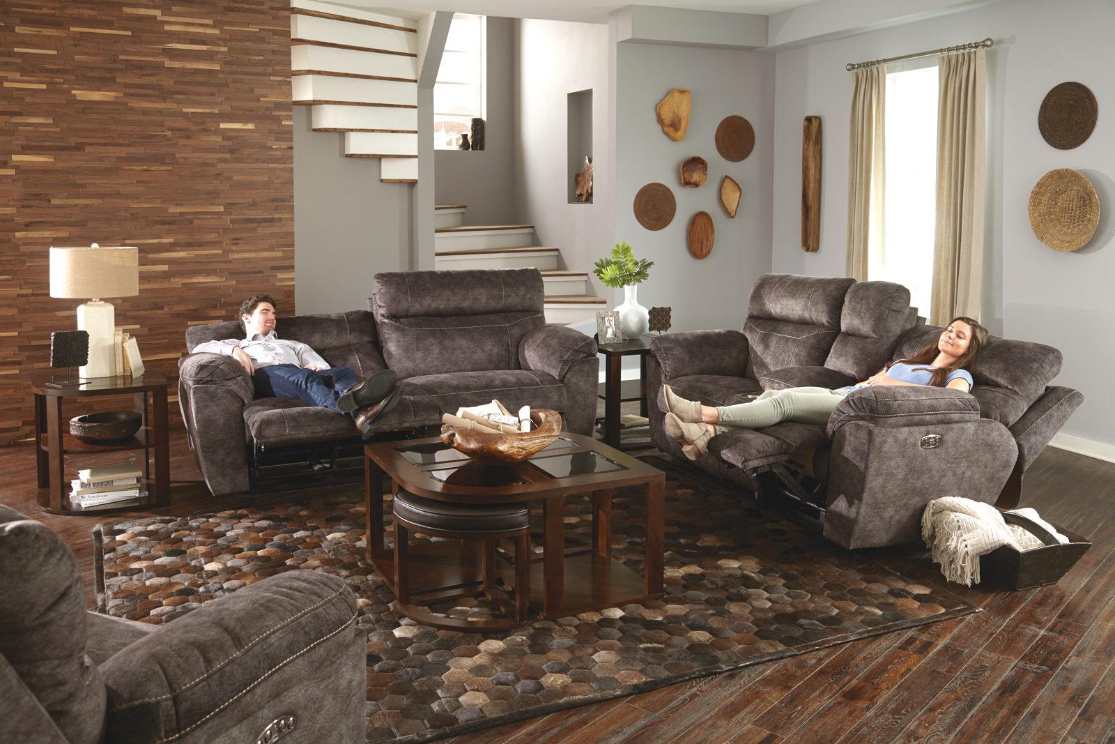 Catnapper Sedona Power Headrest Lay Flat Reclining Sofa in Smoke 62221 - Furniture & Design Outlet (Kalamazoo,MI)