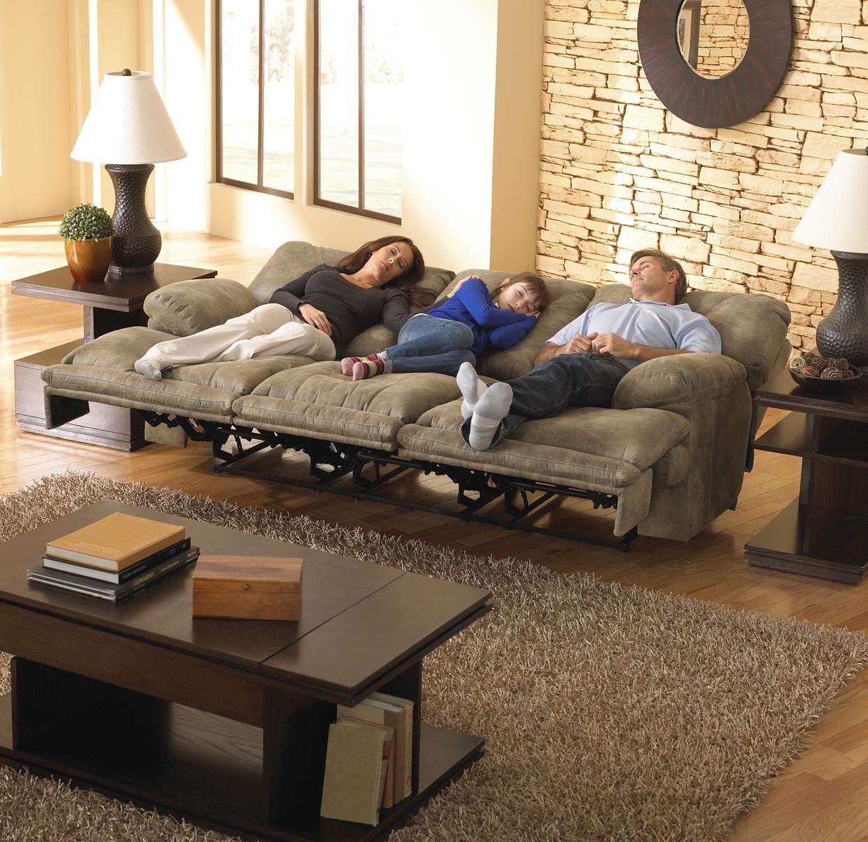 Catnapper Voyager Lay Flat Reclining Sofa with Drop Down Table in Brandy - Furniture & Design Outlet (Kalamazoo,MI)