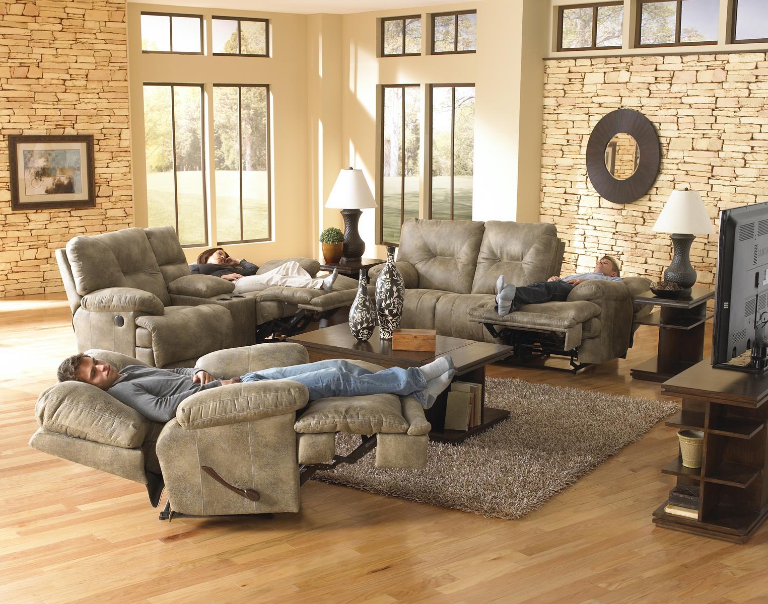 Catnapper Voyager Lay Flat Reclining Sofa with Drop Down Table in Brandy - Furniture & Design Outlet (Kalamazoo,MI)