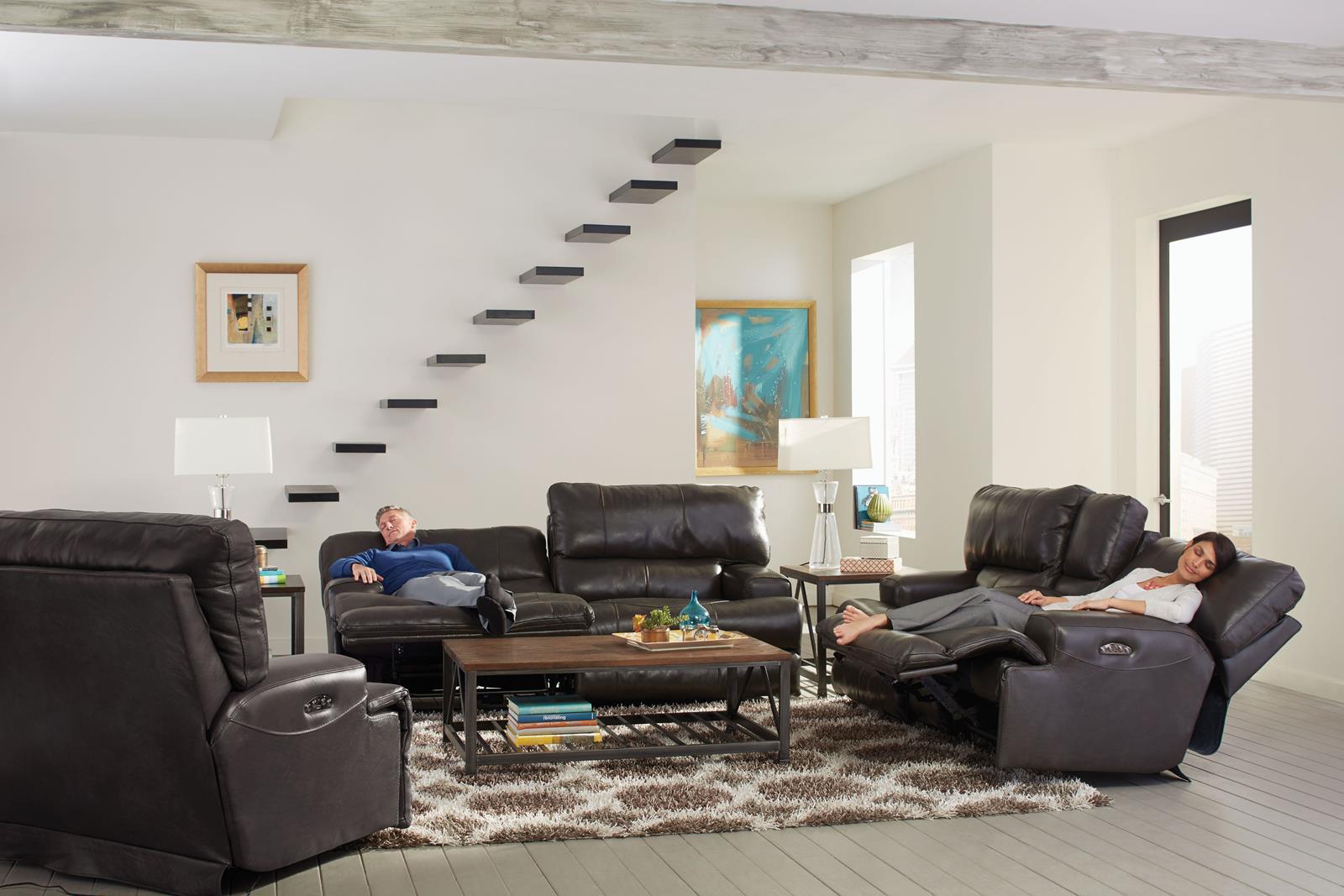 Catnapper Wembley Lay Flat Reclining Sofa in Steel - Furniture & Design Outlet (Kalamazoo,MI)
