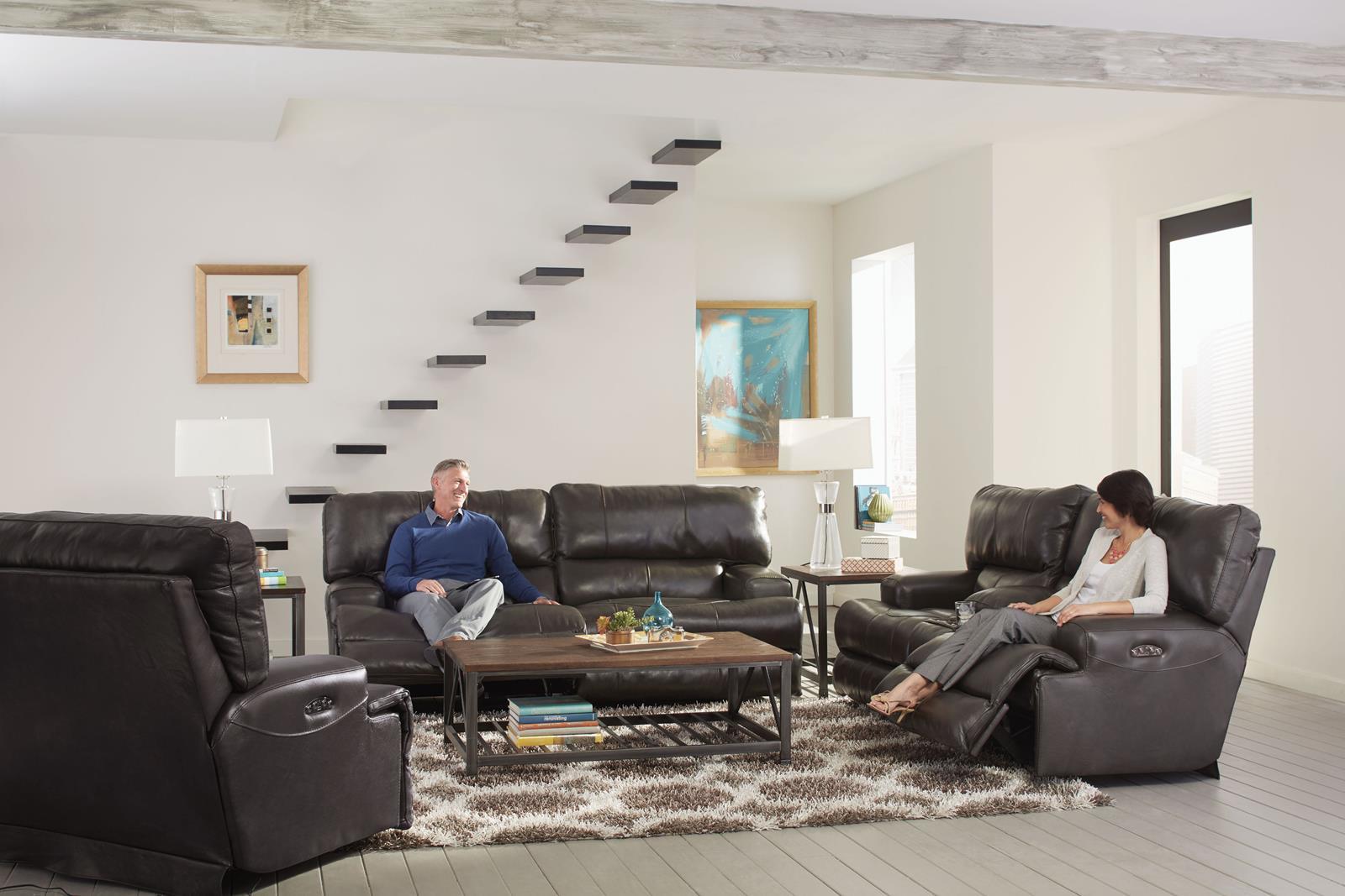Catnapper Wembley Lay Flat Reclining Sofa in Steel - Furniture & Design Outlet (Kalamazoo,MI)