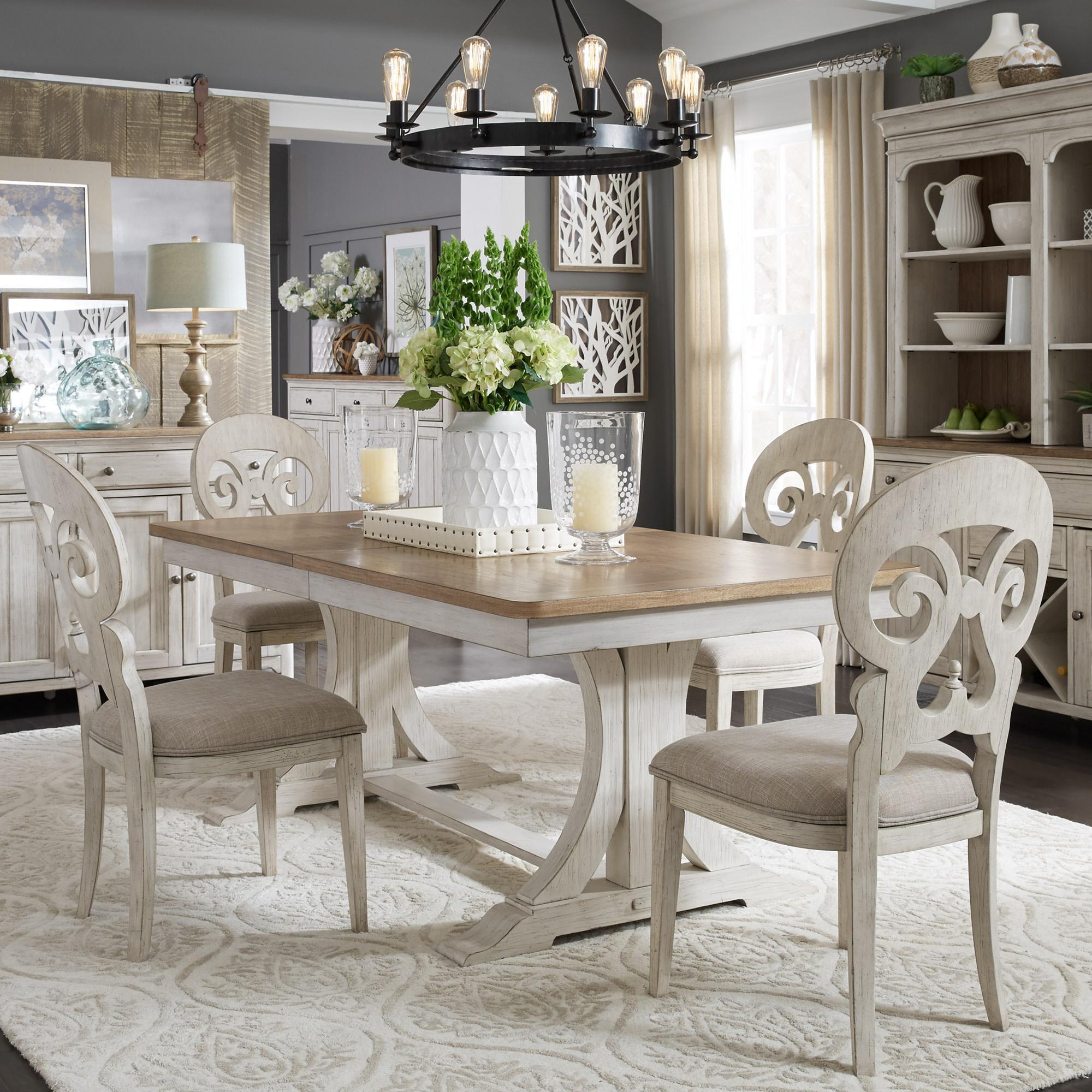 Farmhouse Reimagined 5 Piece Trestle Table Set image